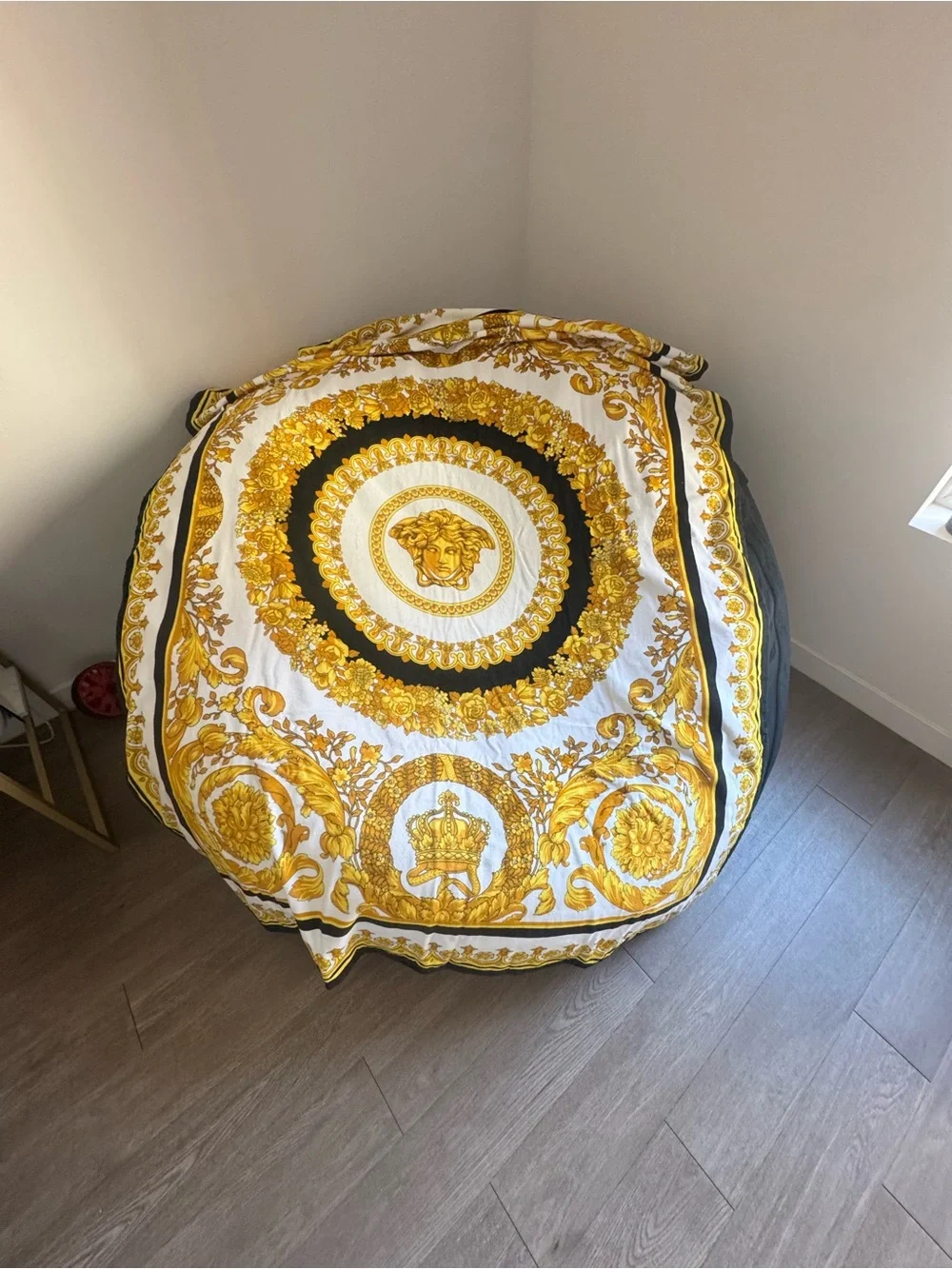 Versace White and Gold Baroque Medallion Throw/beach blanket